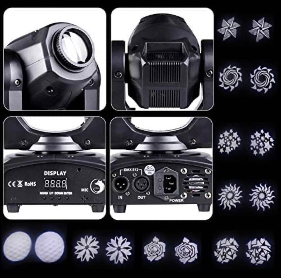 U`King 50W LED Moving Head Light with Remote 8 GOBO 8 Pattern Spotlight by DMX