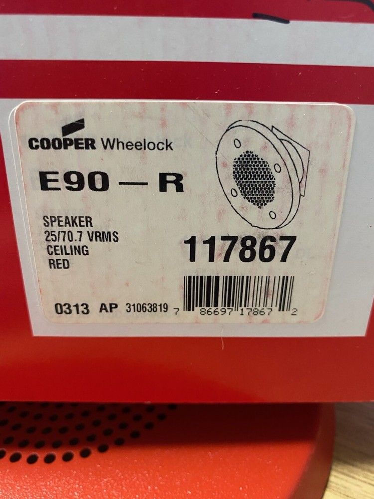 Cooper Wheelock Speaker Red Ceiling Mount E90-R