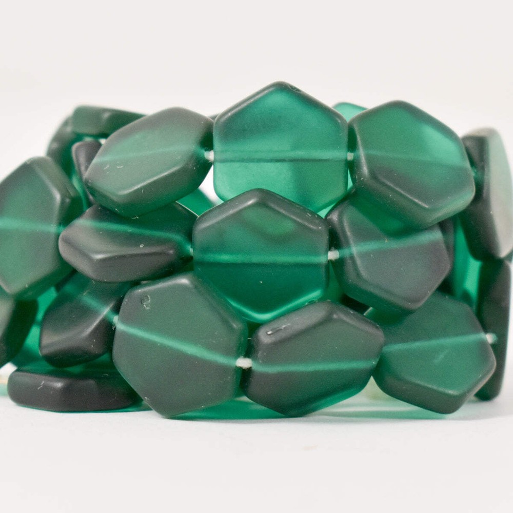 Green Czech Hexagonal Beads
