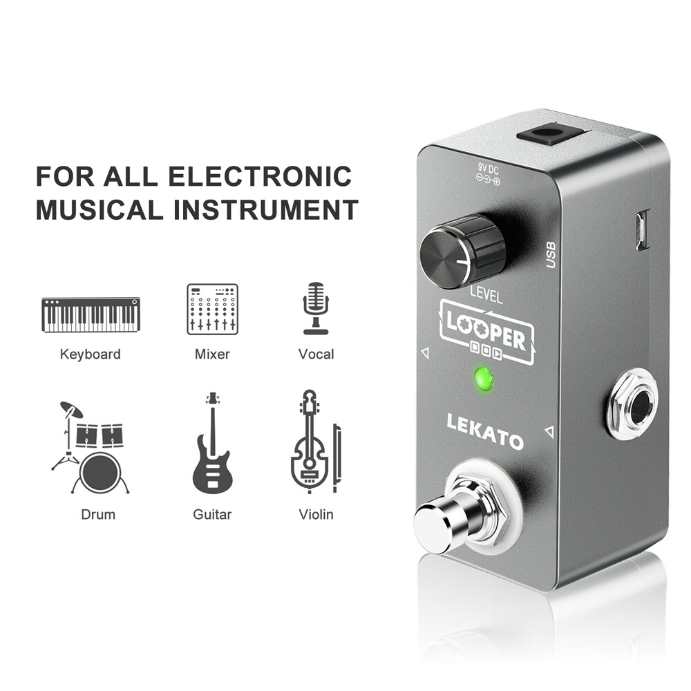 LEKATO Looper Guitar Effect Pedal Single Loop 5 mins Recording + USB Cable