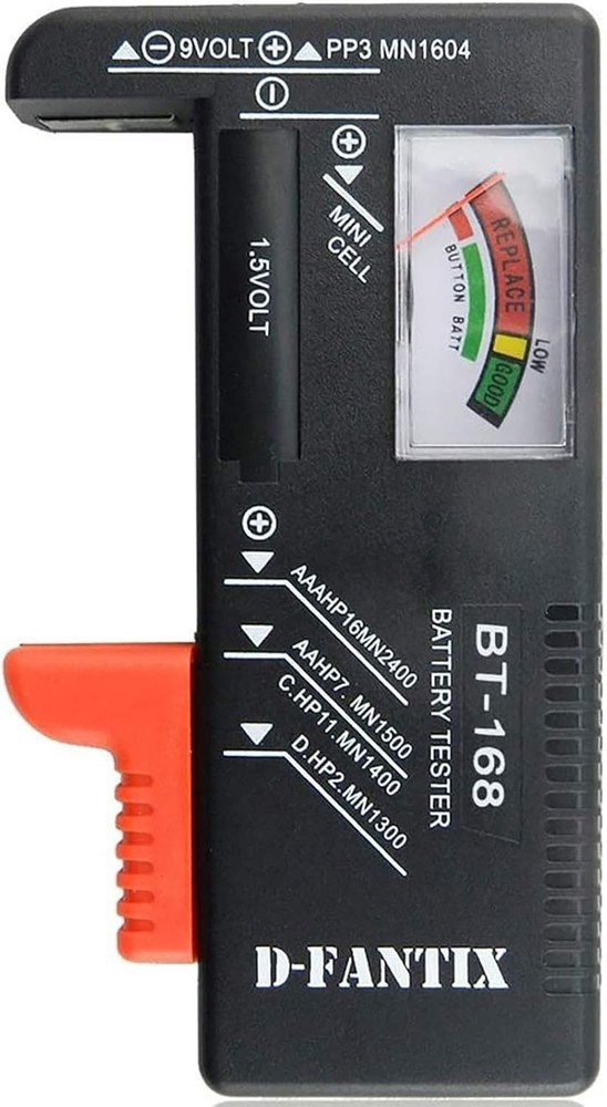 Universal Battery Tester for AAA, AA, C, D, 9V Batteries - Compact & Lightweight