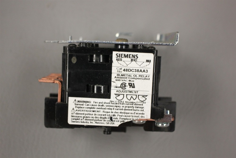 SIEMENS OVERLOAD RELAY 48DC38AA3