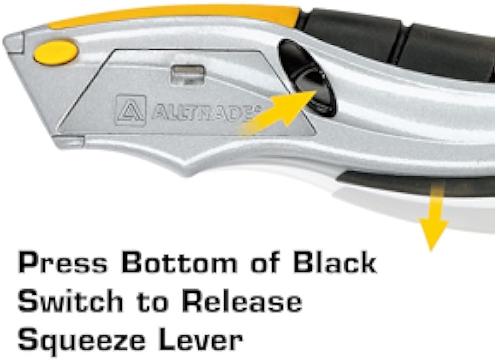 Squeeze Utility Knife, Auto-Loading Squeeze, 6 Heavy-Duty Blades
