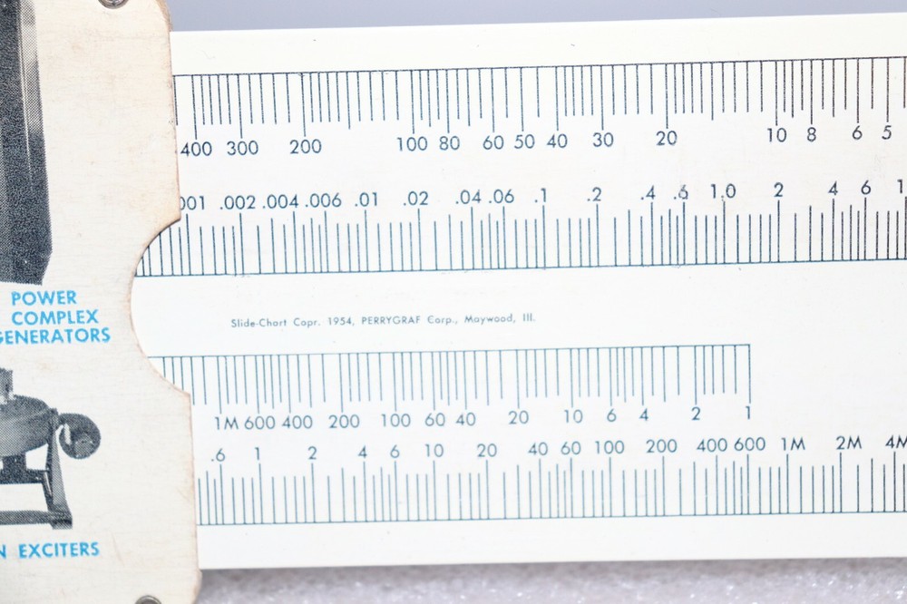 1954 Copr. Slide Chart MB MANUFACTURING Vibration Computer