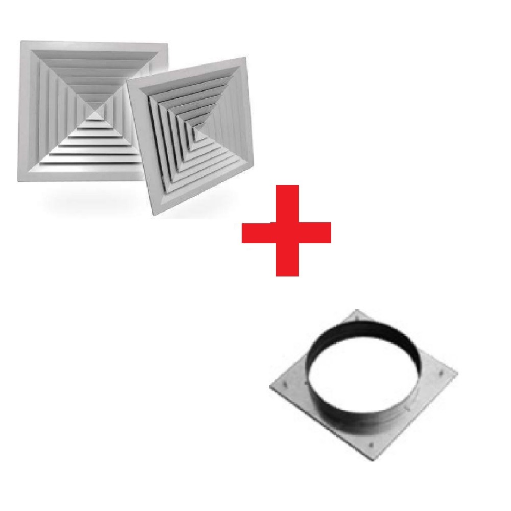 DUCT SQUARE 4 WAY LAY-IN CELILING AIR DIFFUSER WITH ADAPTER   Mode:LD4 375x375mm