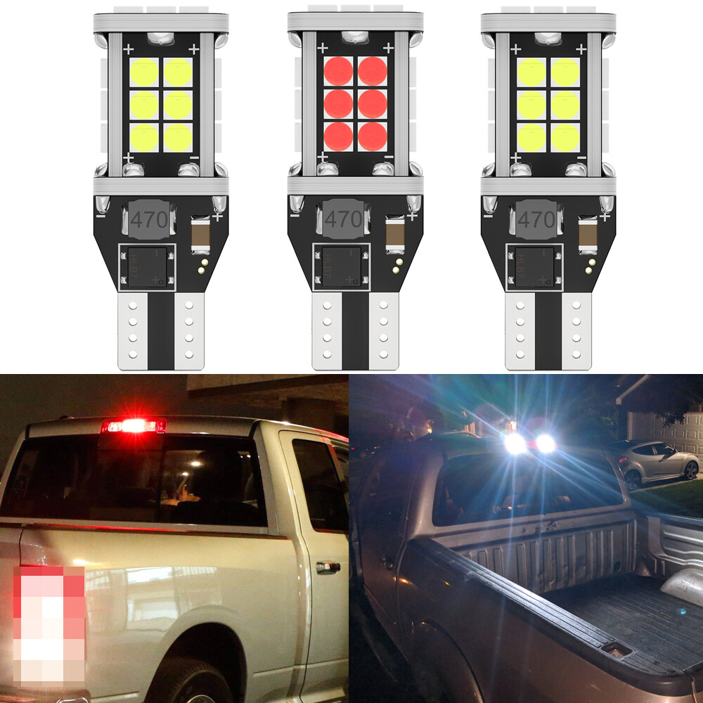 2 White 1 Red 921 LED Cargo 3rd Brake Light Bulbs for Ram 1500 2500 3500 2011-up