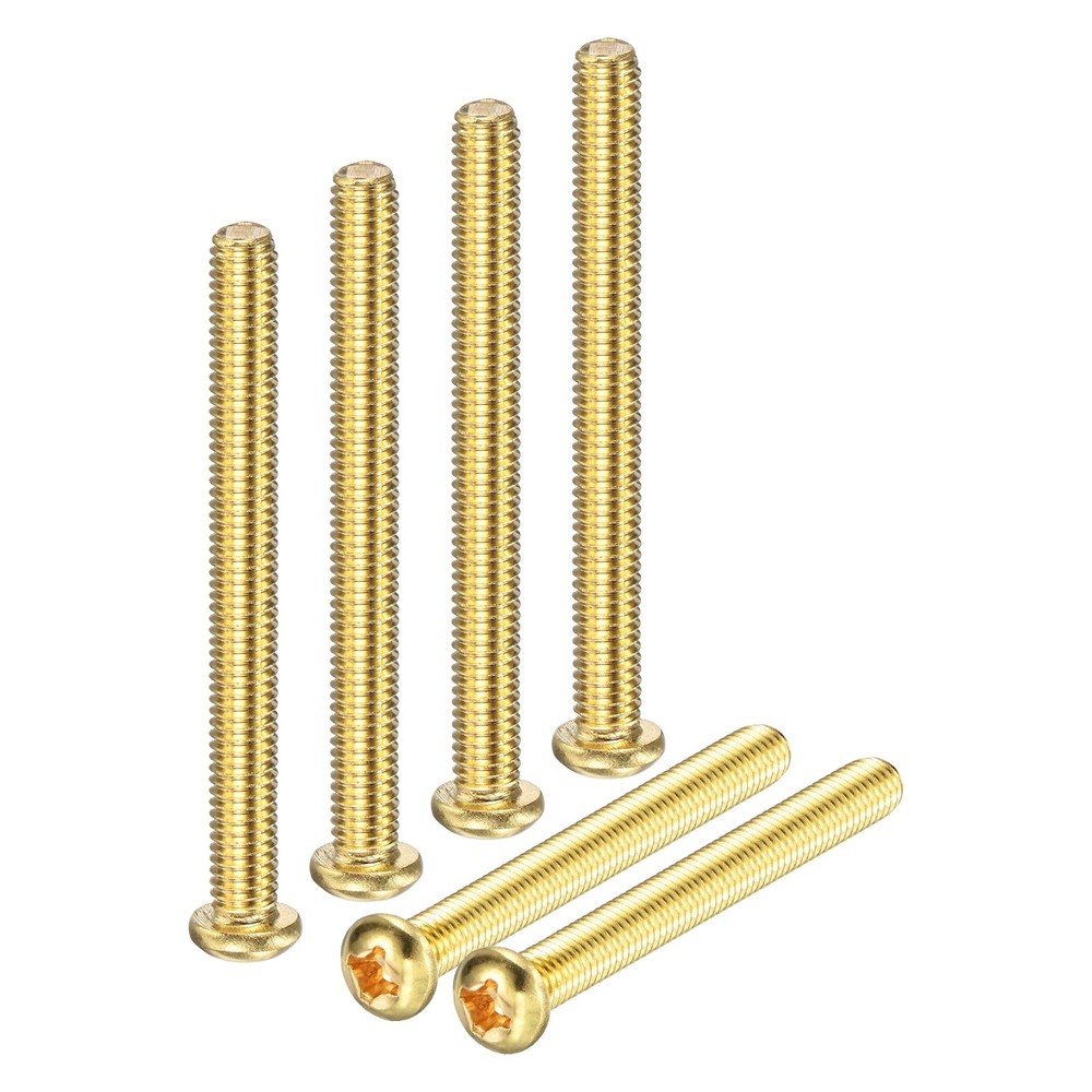 12-Pack M6x60mm Pan Head Machine Screws Brass Screw Brass