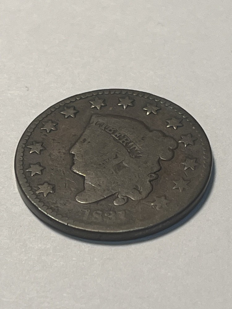 1831 Coronet Head Large Cent Penny, US 1c Copper Type Coin