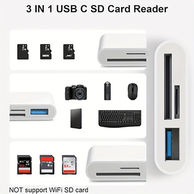 USB C SD Card Reader for Iphone 15 16/Ipad/Macbook/Mac,Type C Memory Trail Camer