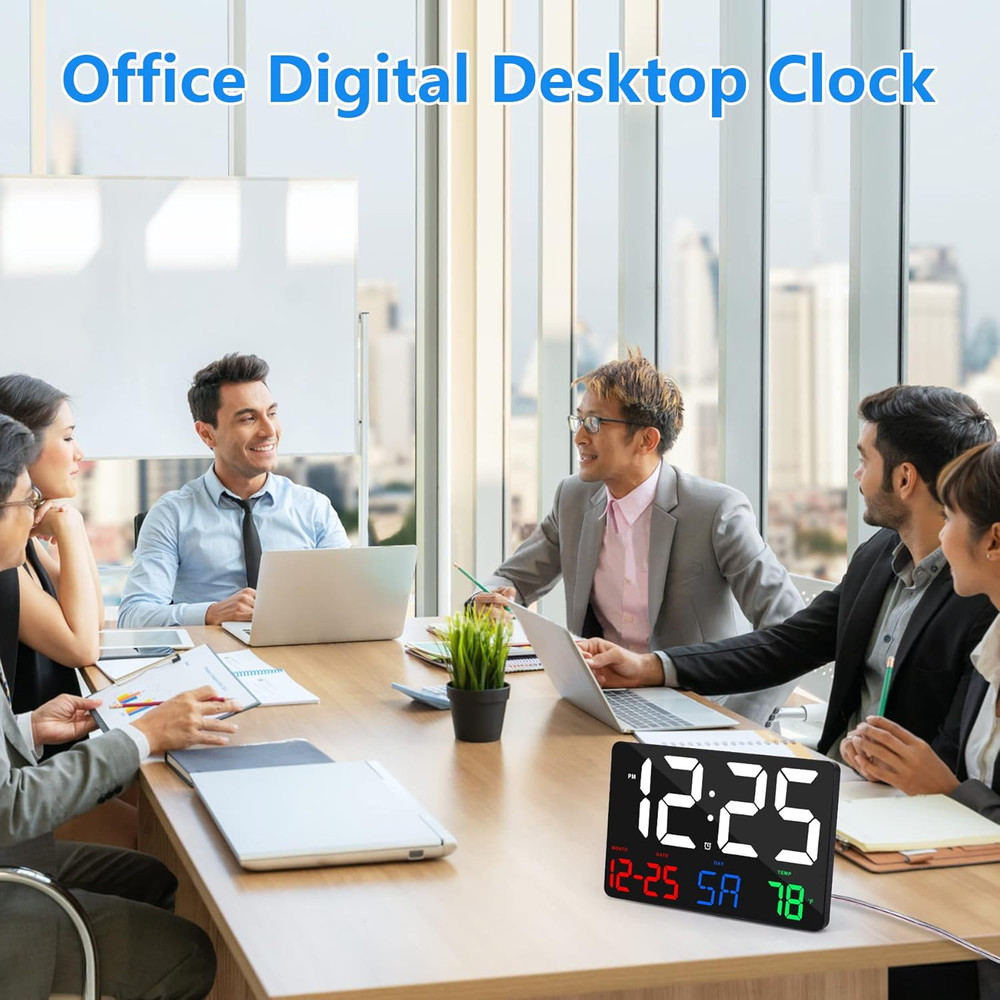 Digital Wall Clock,11.5" LED Digital Alarm Clock Large Display,With Remote Contr