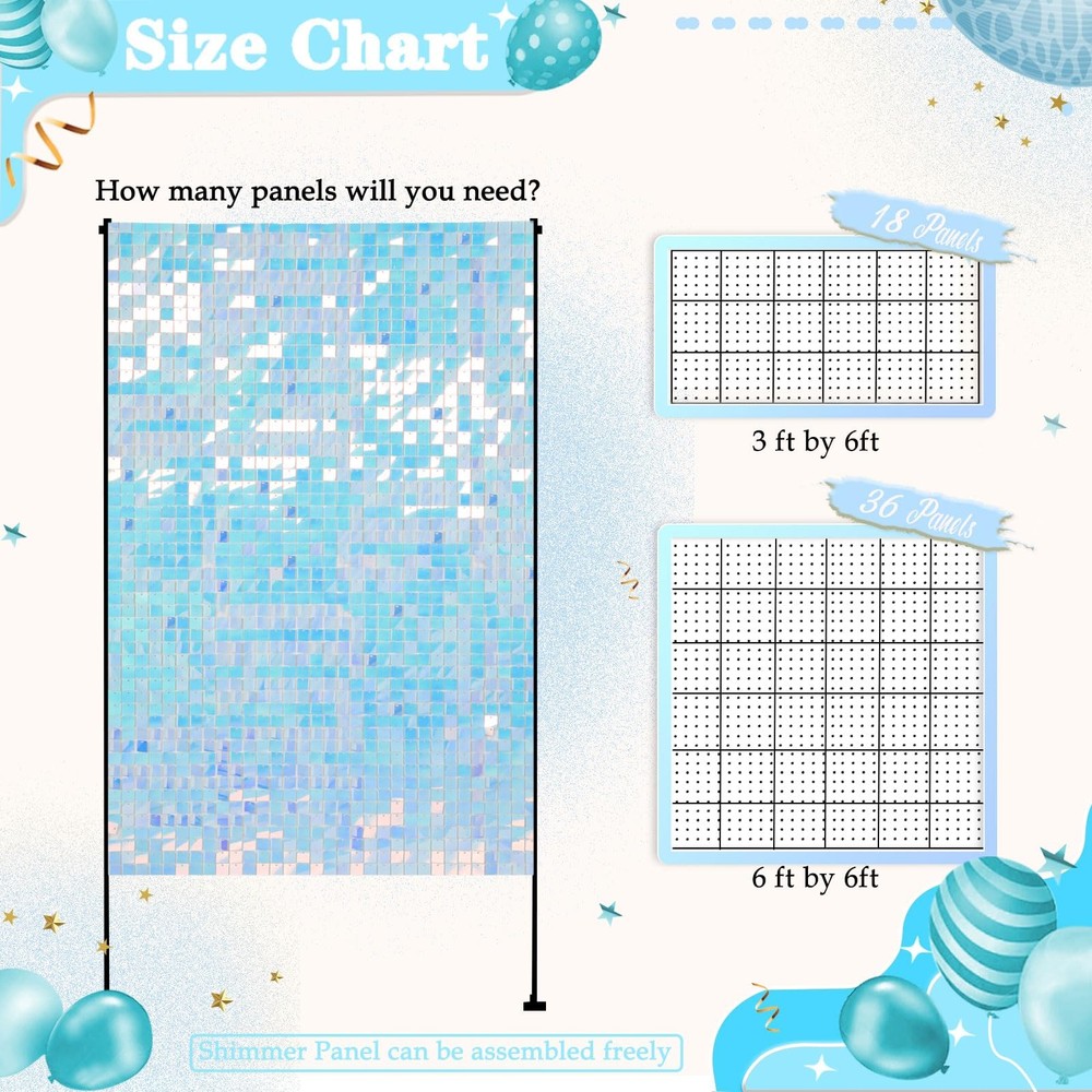 Mermaid Shimmer Wall Panel Rainbow Sequin Panels Backdrop 18 Packs Backdrops Wal