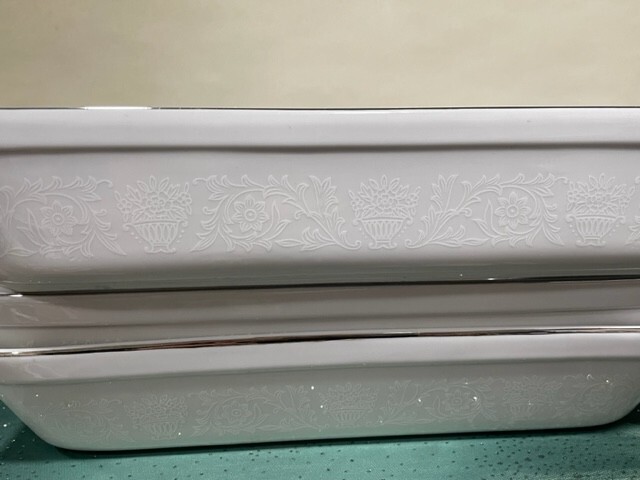 Rectangular Baker Lovelace by CROWN VICTORIA 12 3/8 White Urn Floral