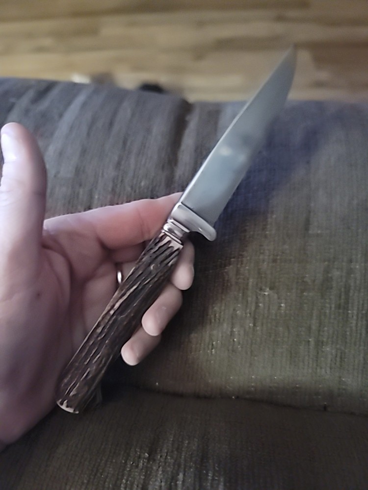 Solingen Germany Rostfrei Hunting Knife, Stag Handle