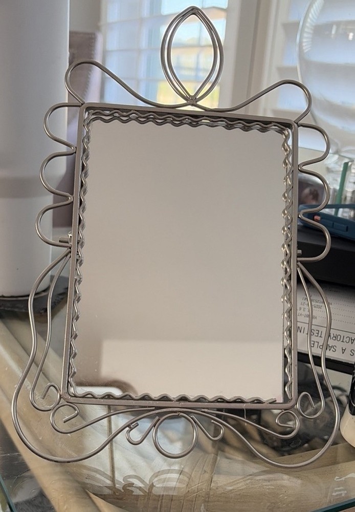 Beautiful Vintage 1999 Ikea Silver Scroll Vanity Desk  Mirror