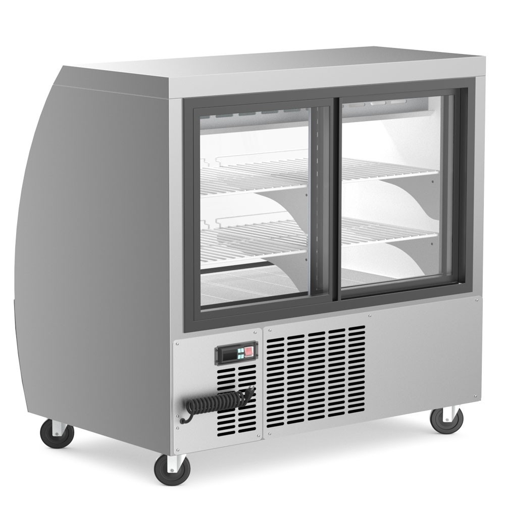 Deli case 48" Gravity Coil. Black, installed casters