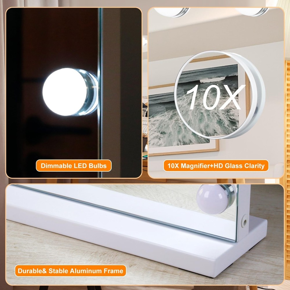 Moonee Vanity Mirror with Lights, Hollywood Lighted Makeup Mirror with 15 Dim...