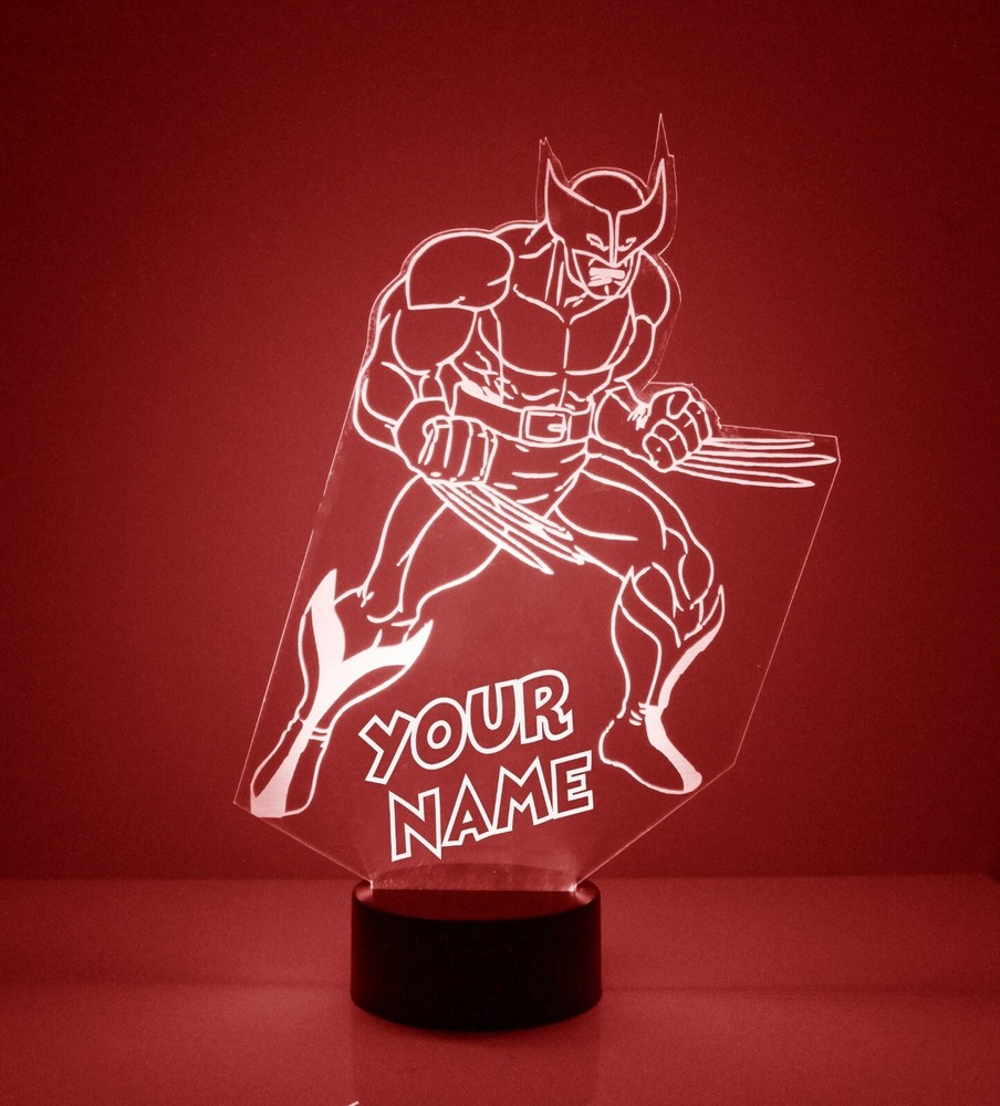 Wolverine X-Men Light Up, Personalized FREE, LED Night Light Lamp + Remote