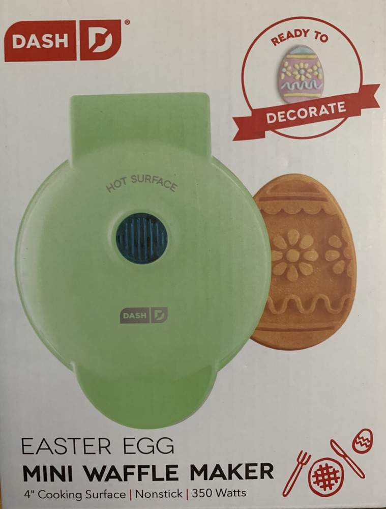 REDUCED!! Dash Mini Waffle Maker Easter Egg Electric 4" Nonstick 350W New