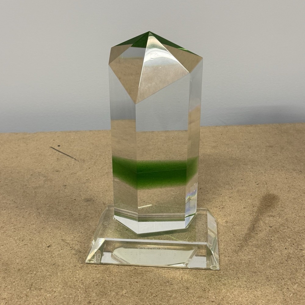 Microsoft 10 Year Employee Service Award Crystal Statue Computer 2018 Award