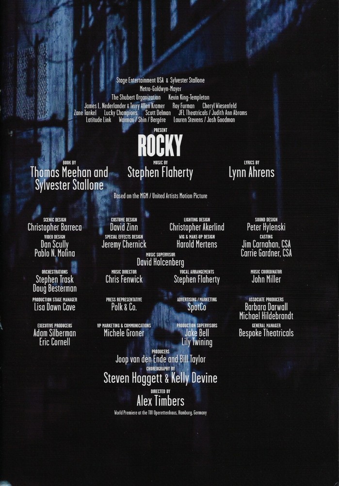Andy Karl "ROCKY" Margo Seibert / Sylvester Stallone 2014 Souvenir Program