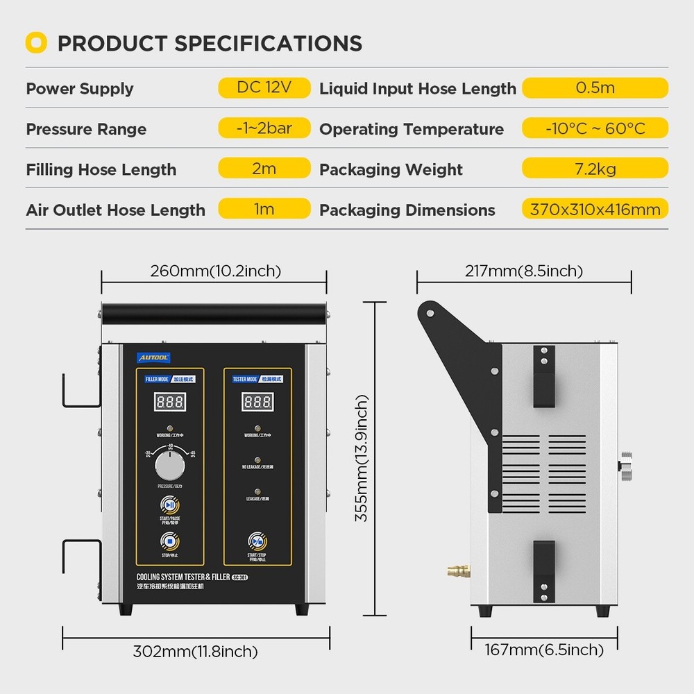 Cooling System Vacuum Leak Tester Coolant Refill Tool Radiator Pressure Tester