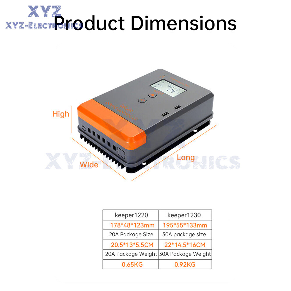 MPPT 30A 20A Solar Charger Controller 12V 24V Solar Panel Regulator LCD Dual USB