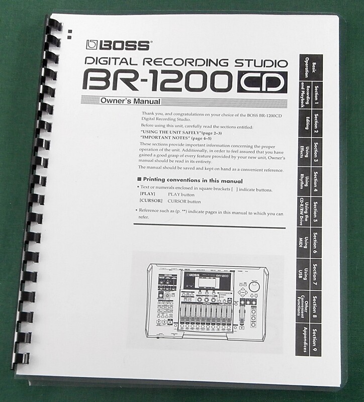 Boss BR-1200CD Instruction Manual: Comb Bound with Protective Covers!