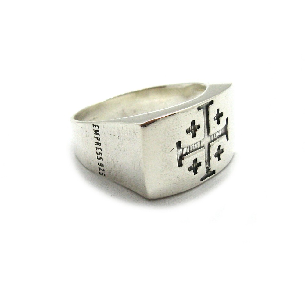 Genuine sterling silver men's ring Jerusalem Cross solid hallmarked 925