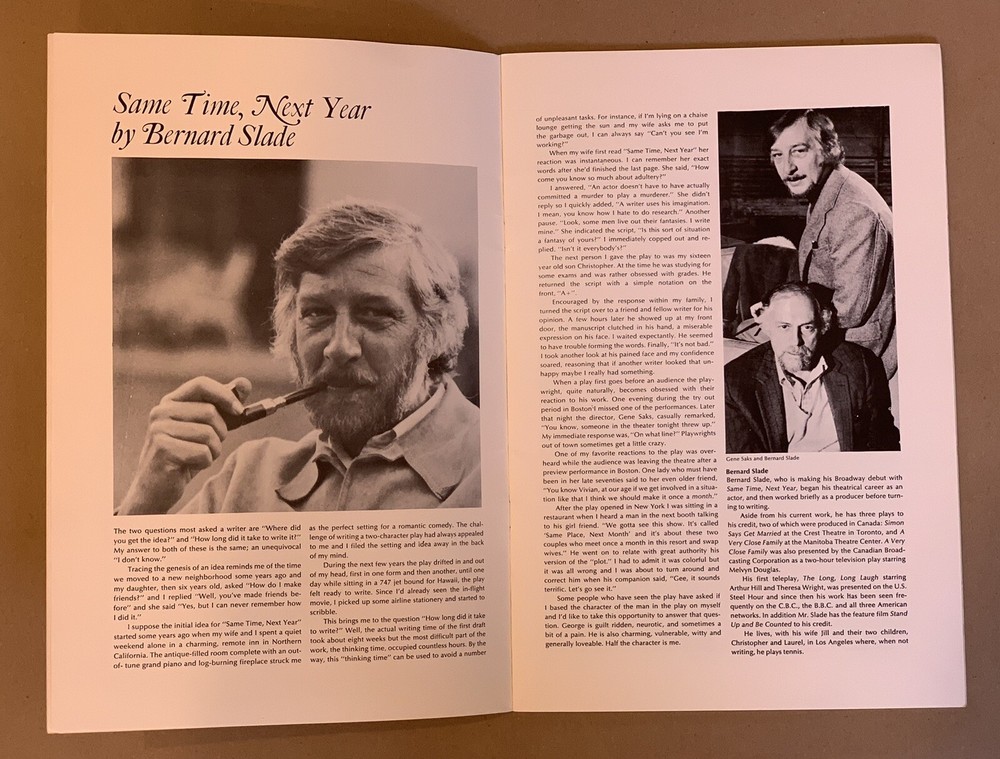 “Carol Burnett & Dick Van Dyke “SAME TIME NEXT YEAR" 1977 Souvenir Program