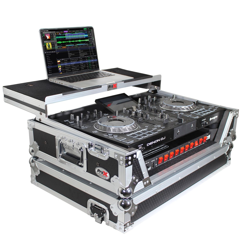ProX XS-PRIME2 LT Flight Case for Denon Prime 2 DJ System Silver on Black