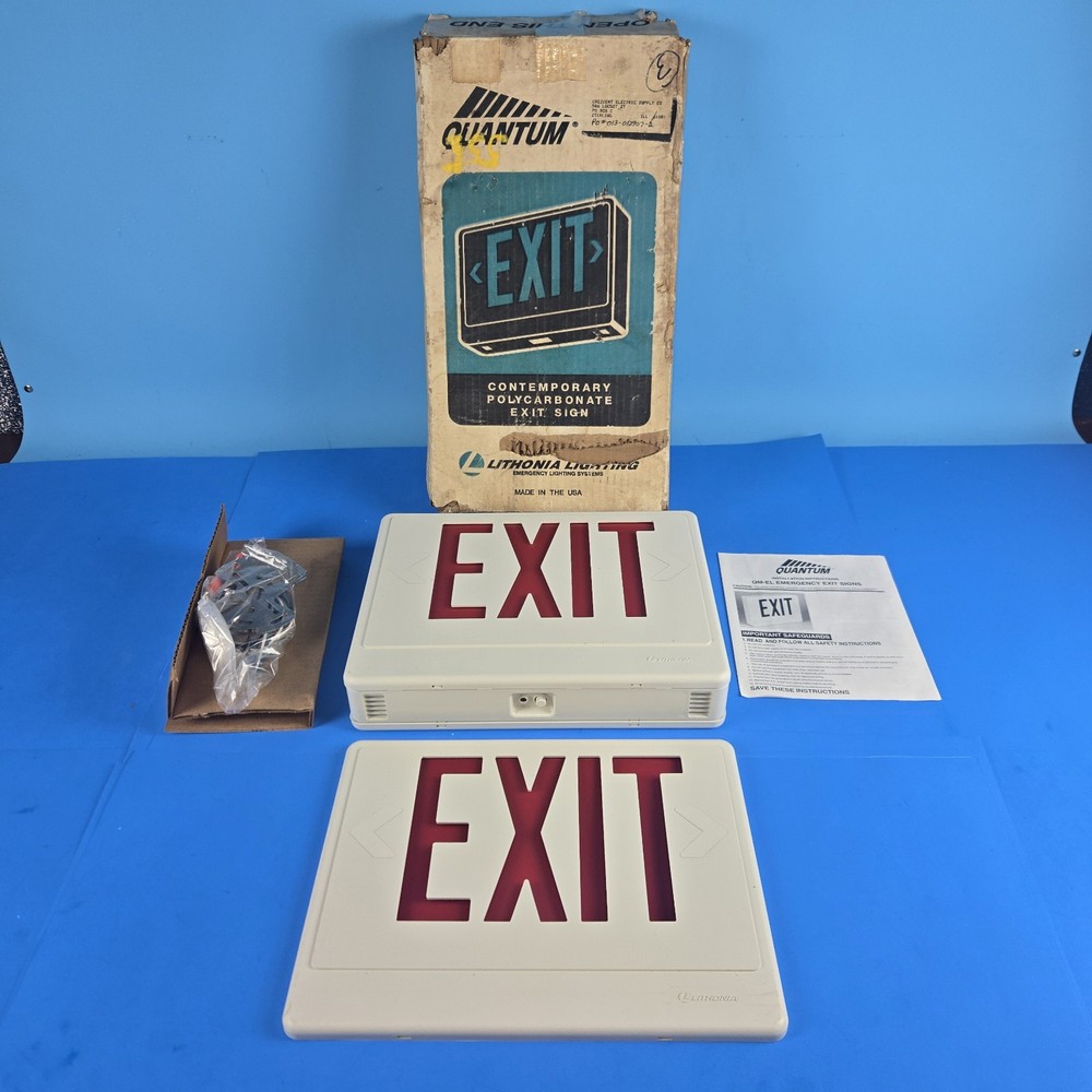 Lithonia Quantum Light Up Exit Sign Hard Wired Two Sided NOS. READ.