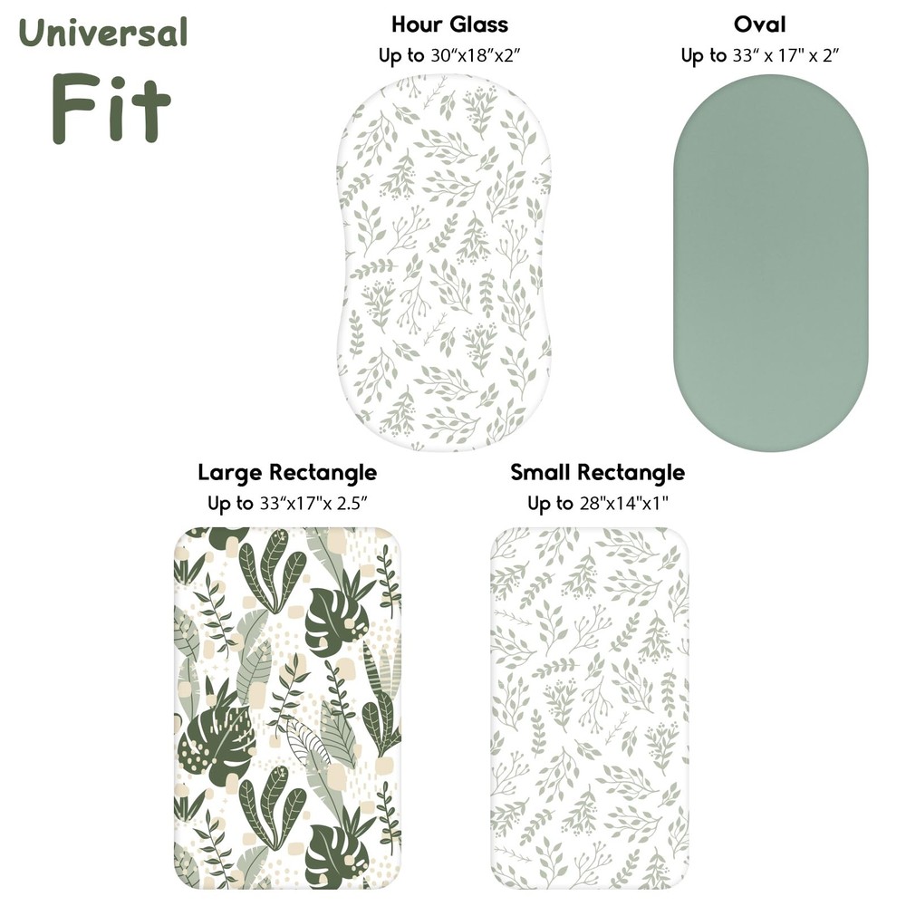 Yoofoss Bassinet Sheets for Baby,3-Pack Fitted Sheets, Green+leaf