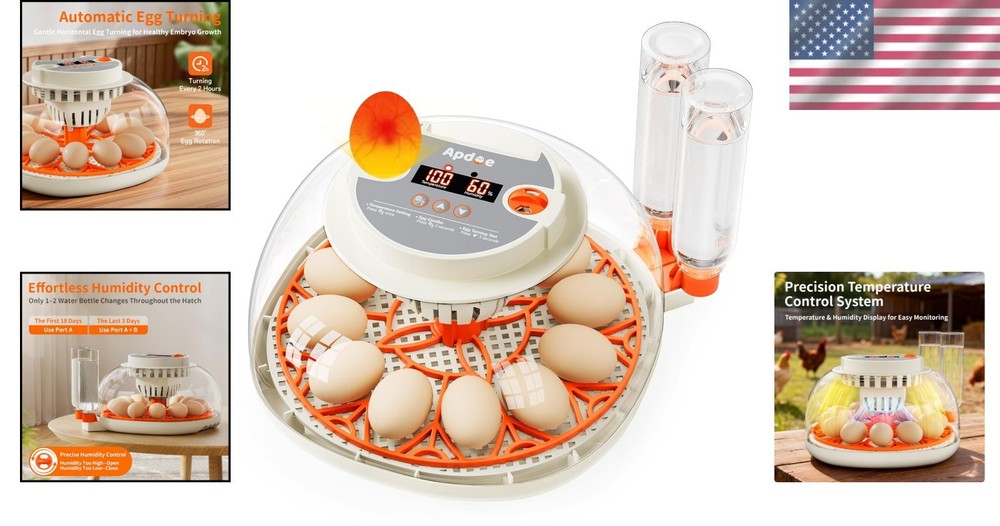 HatchPro 12 Egg Incubator with Auto Turning & Humidity Control - 12 Eggs