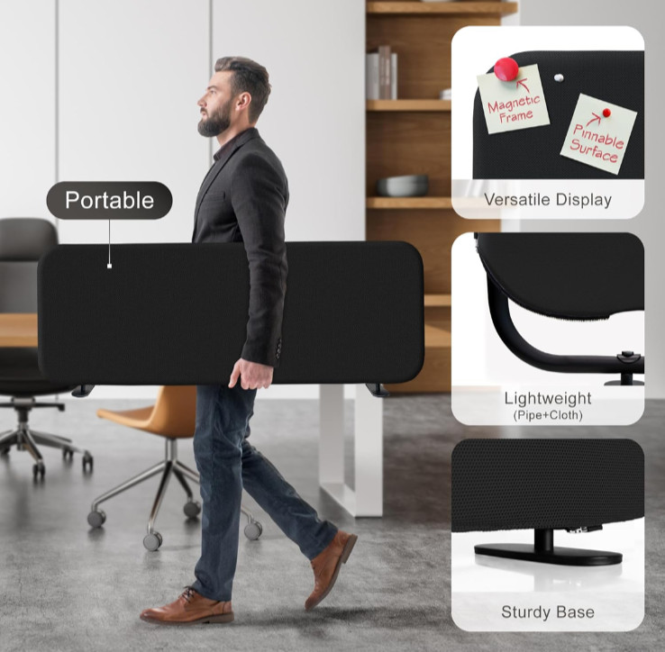 Desk Divider, Movable Desk Panel Privacy Partition for Home Office, Student, ...