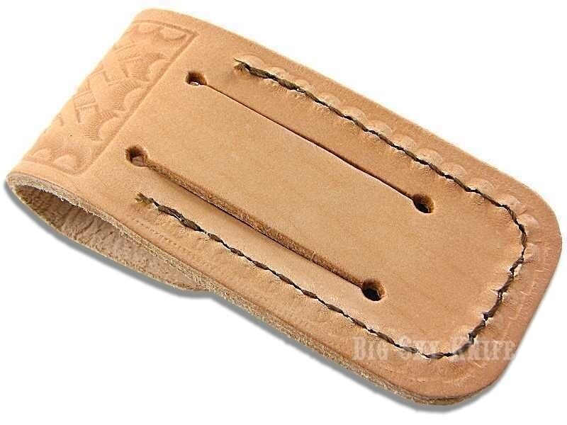 Pocket Knife sheath Leather 3.5" Folding Blade Basket Weave Pattern Folder