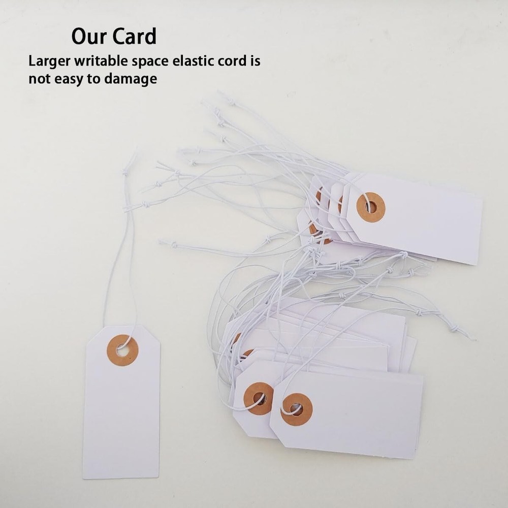 100 Pcs Price Tags with String, Small Price Tags Hanger Stocking Writable Tags,
