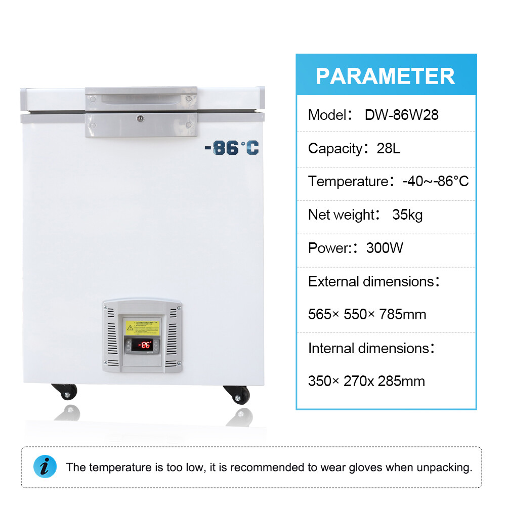 -86°C Ultra-Low Temperature Freezer 28L Lab Cryogenic Freezer Samples Storage