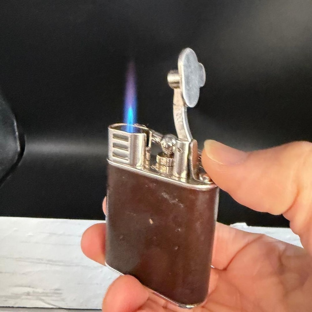 Dunhill Unique Hammer lighter bordeaux silver Vintage Working without Box