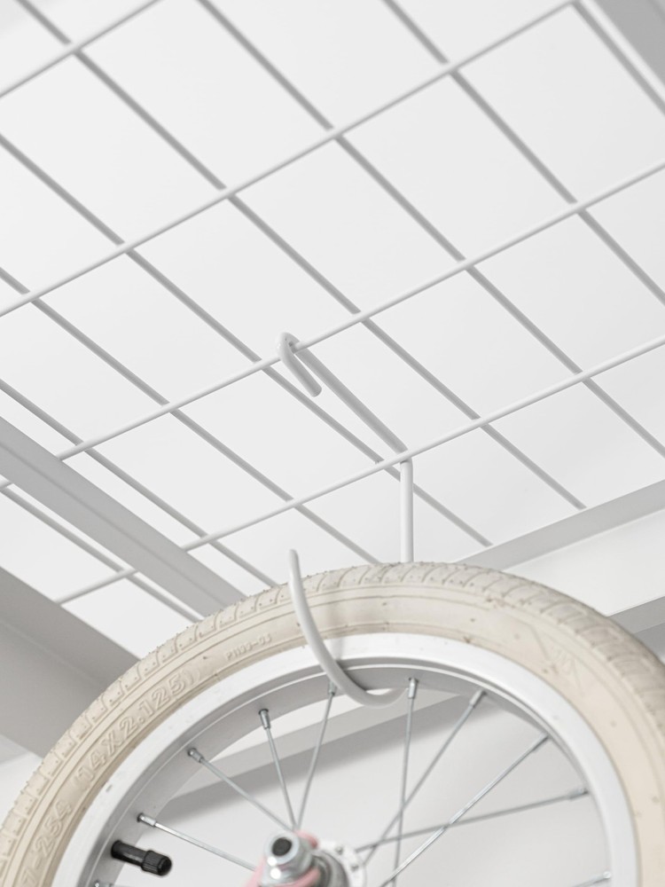 Heavy-Duty Overhead Storage Rack + Wall Mount Shelving Hooks – 4-Pack White