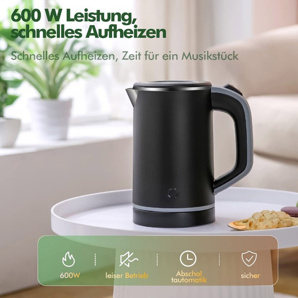 Kettle Double Wall Electric Stainless Steel Water Boiler Tea Maker Jug UK PLUG