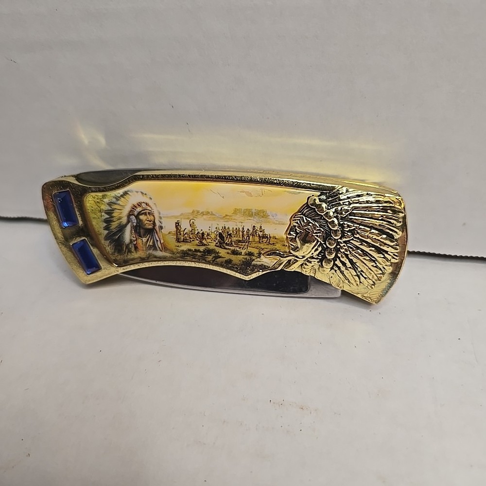 Knife Folding Native American Indian Warrior Used