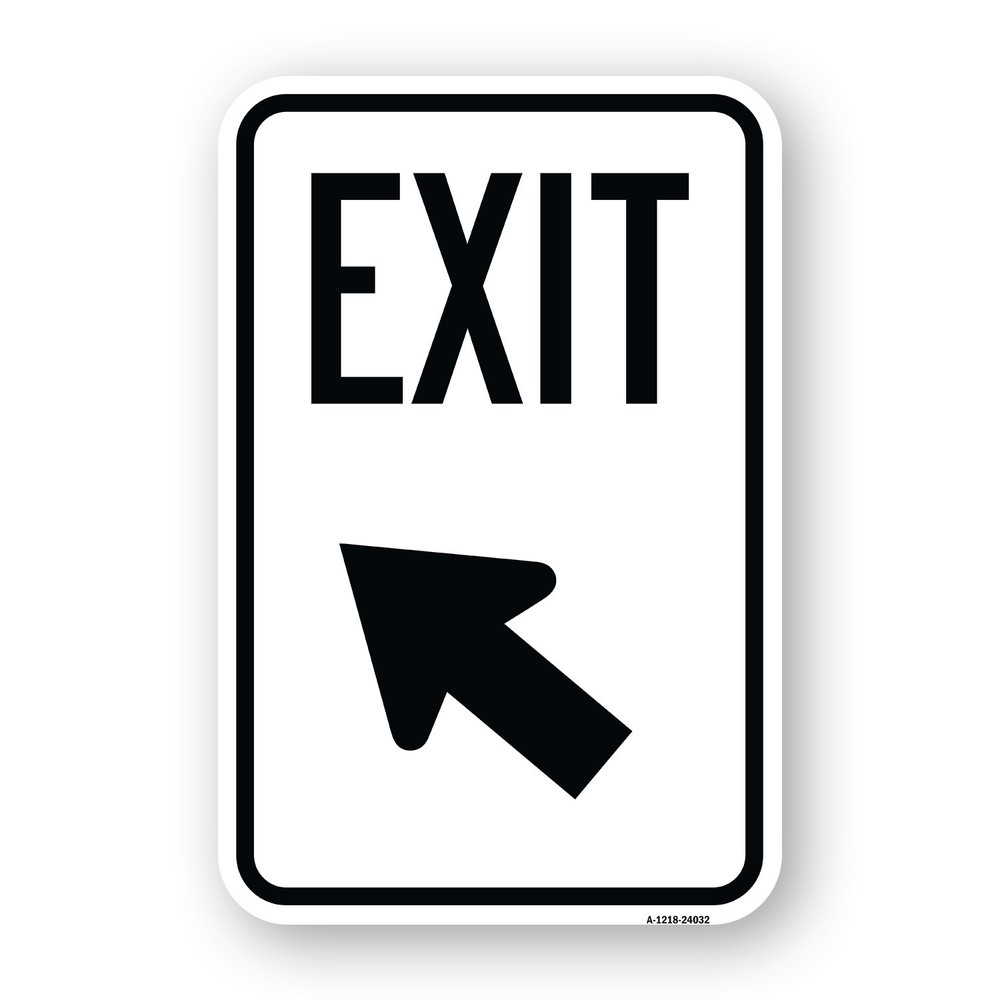 Exit Sign Exit with Left Arrow Heavy Gauge Aluminum Parking Sign