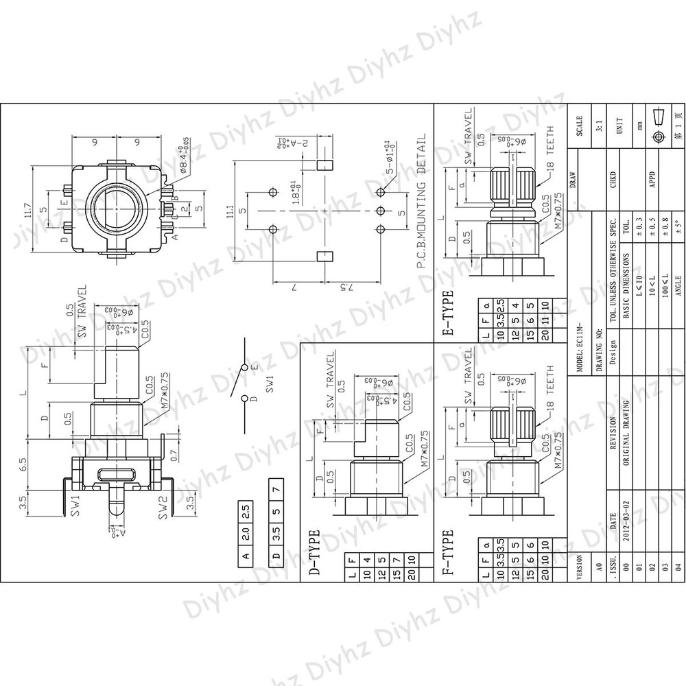 10 Pcs EC11 Rotary Encoder Dode Switch Audio Digital Potentiometer with Switch -