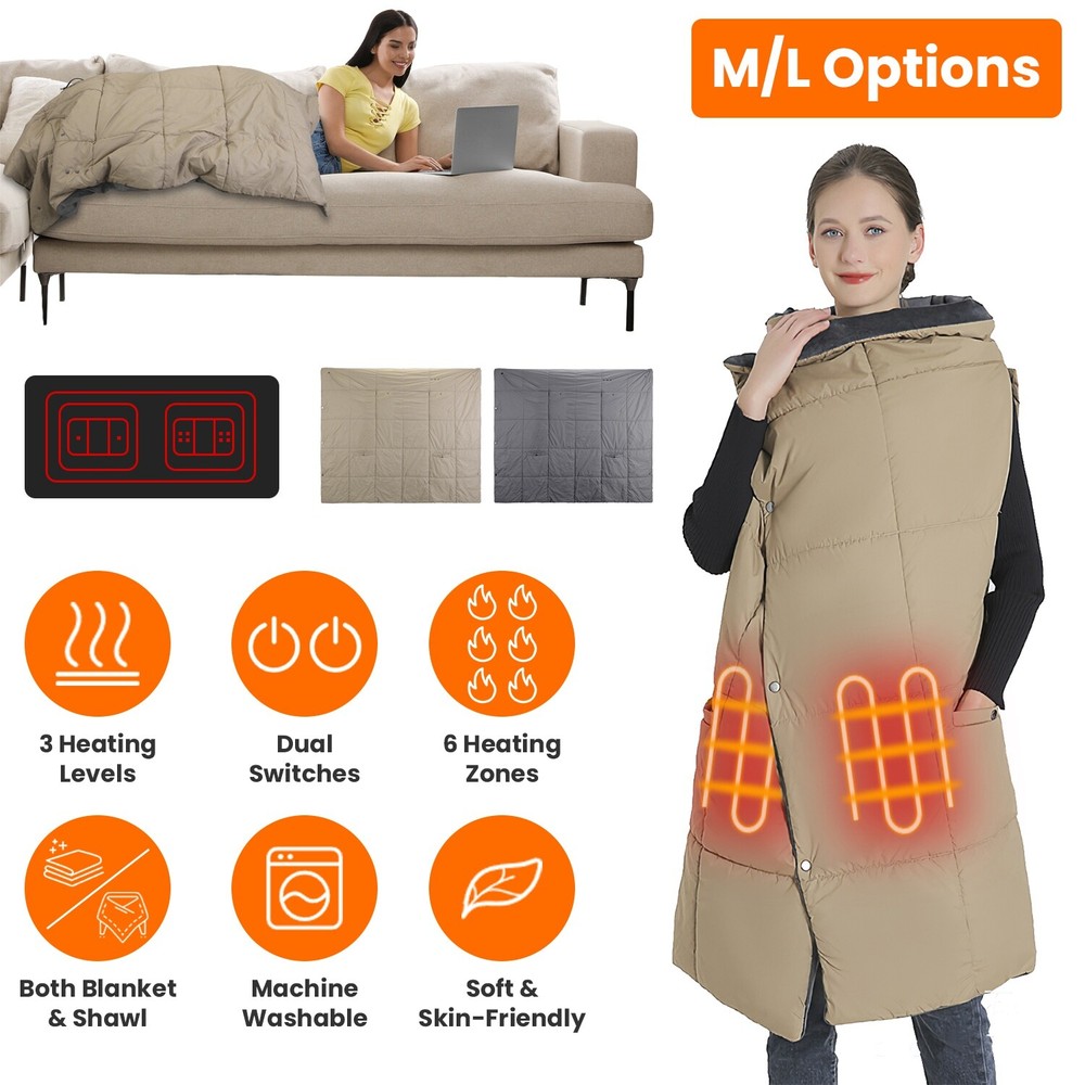 Heated Blanket Throw Winter Warm Electric USB Battery Powered Heating Blanket