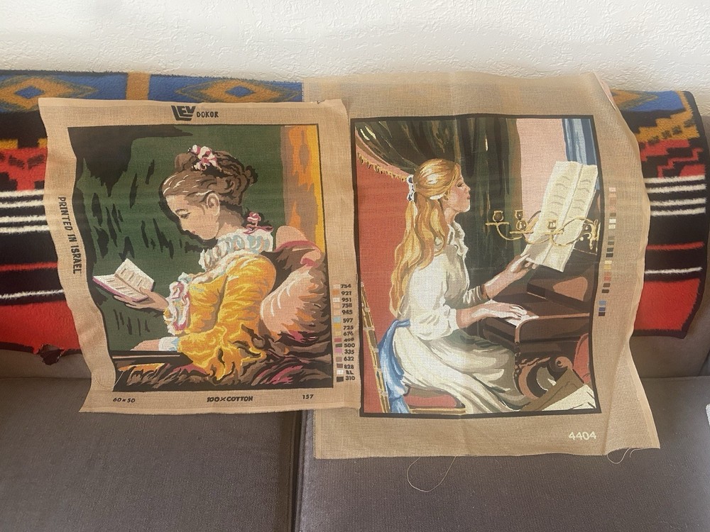 Dokor Needlepoint Canvas Hand Painted Models 157 & 4404 Multicolor Rectangle