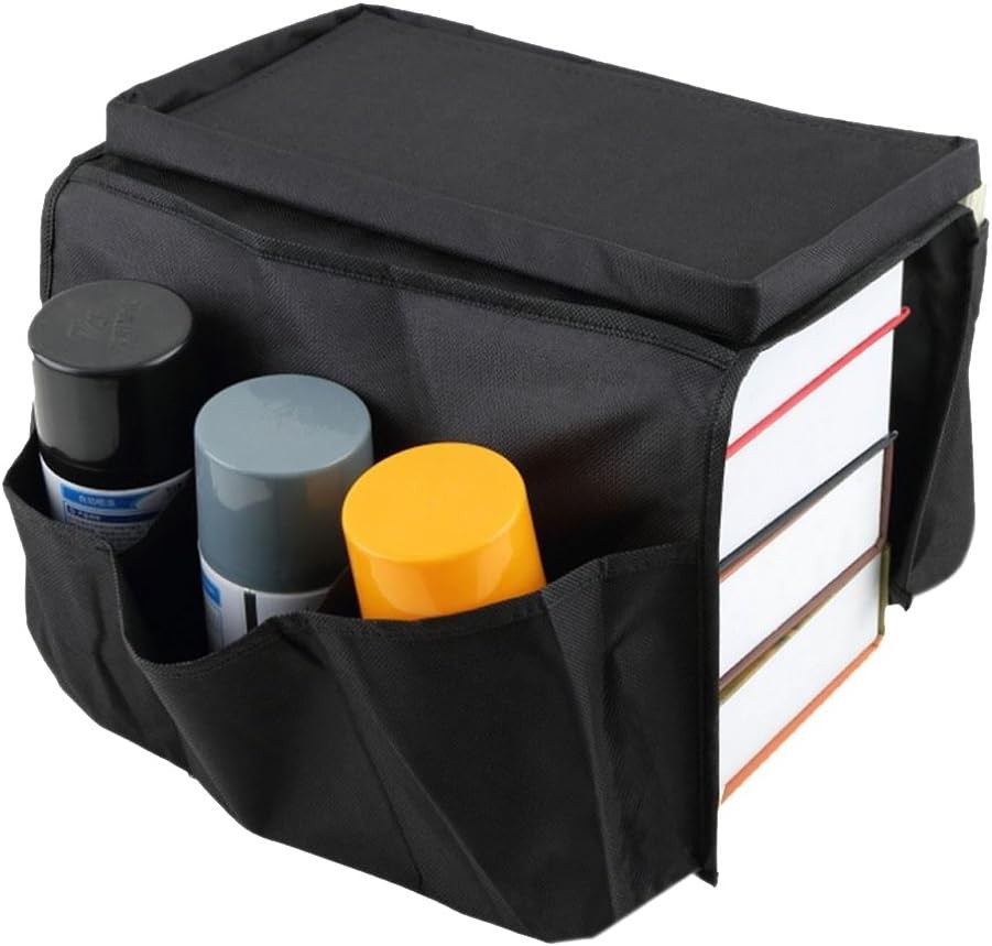 6 Pockets TV Remote Control Organizer, Home Sofa Console Folding Table Black