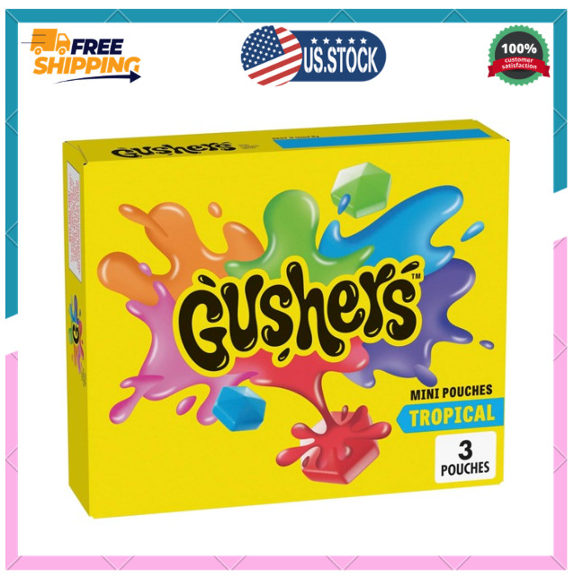 Gushers Tropical Fruit Flavored Snacks, Mini Pouches, 3 Ct, 1.32 oz
