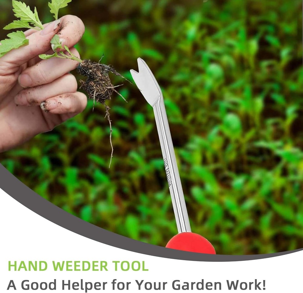 Weed Puller Tool, Dandelion Weeder Puller Tool with Soft Handle, Two-Pronged For
