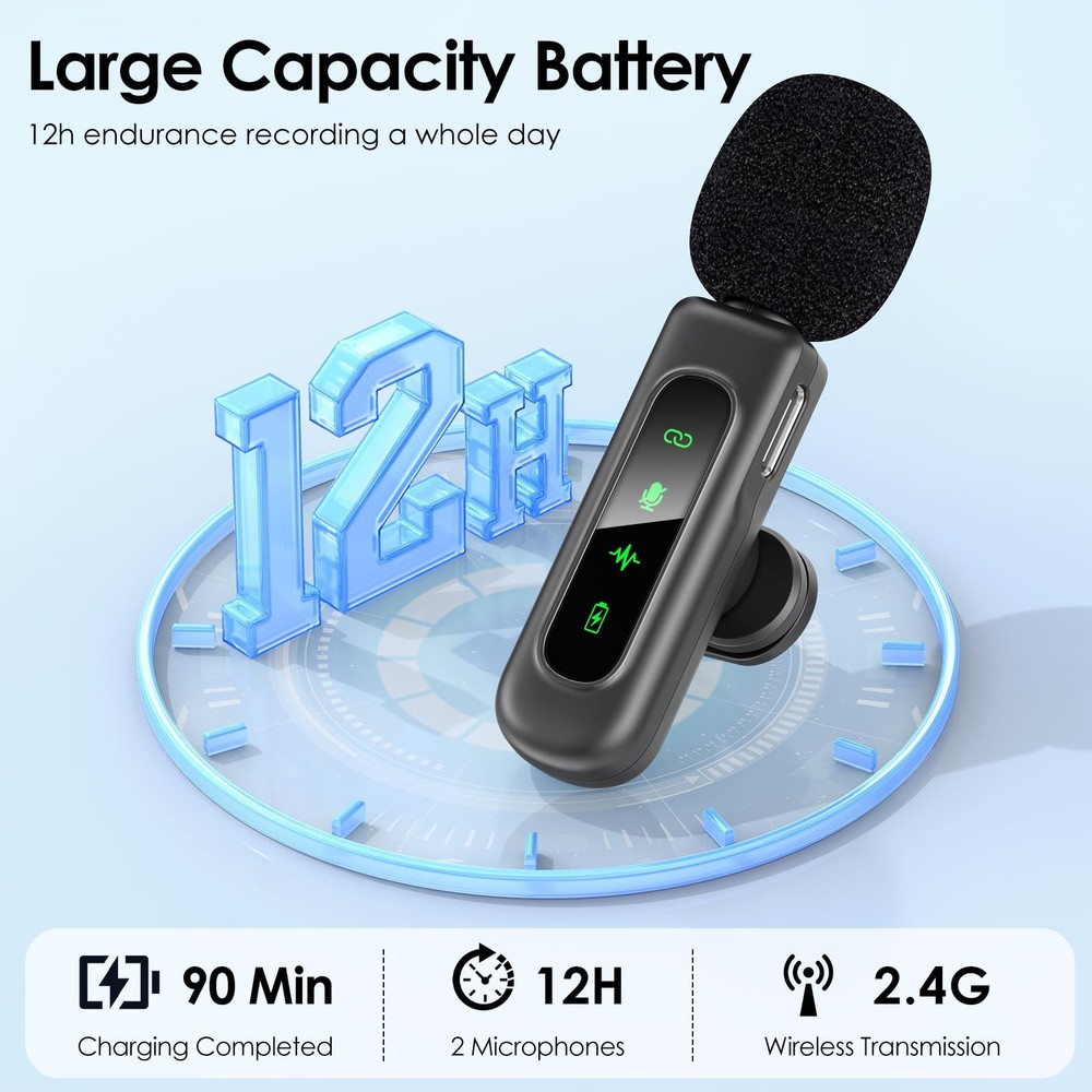 USB C Mini Wireless Lavalier Microphone for iPhone/