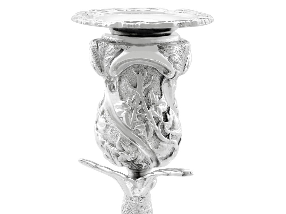 Vintage Irish Sterling Silver Fish Candlesticks